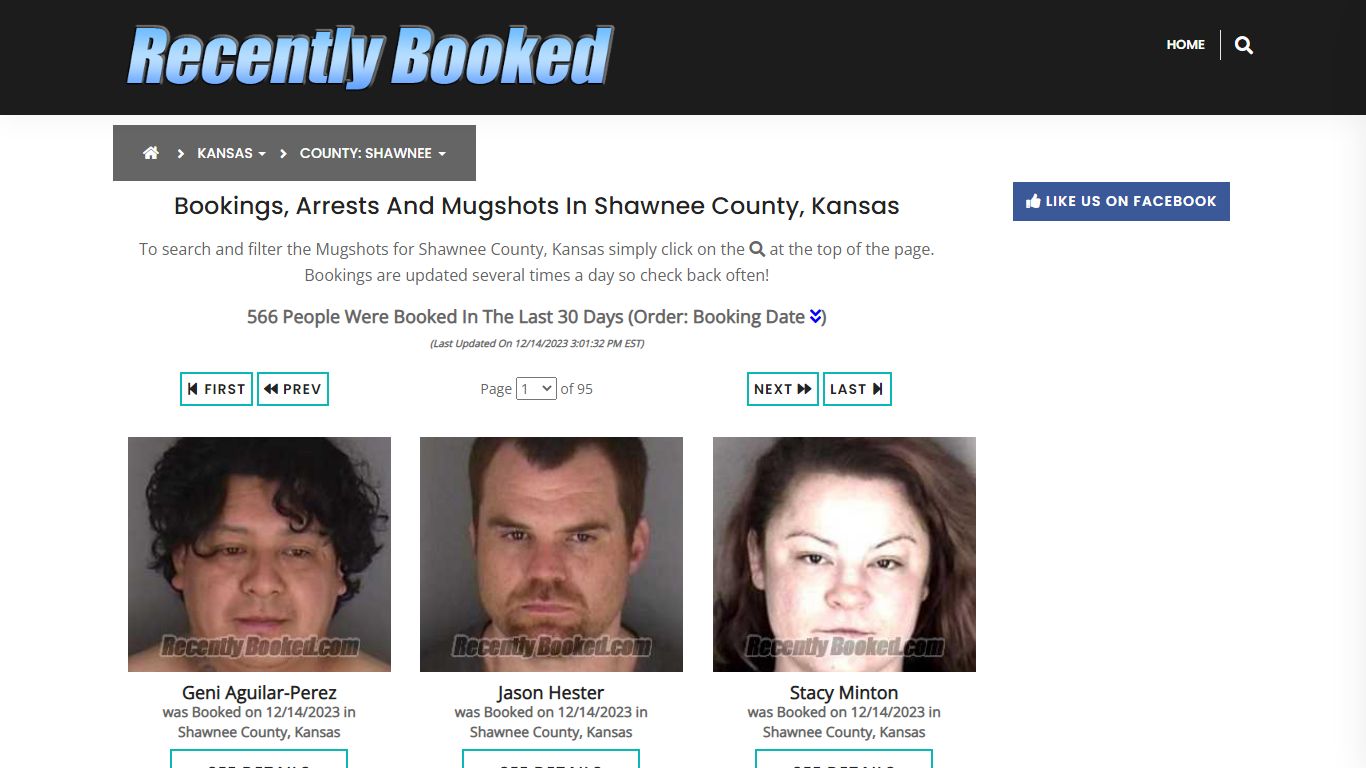 Bookings, Arrests and Mugshots in Shawnee County, Kansas