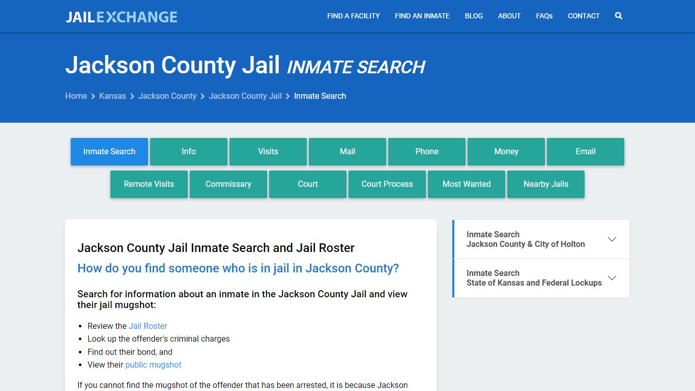 Inmate Search: Roster & Mugshots - Jackson County Jail, KS